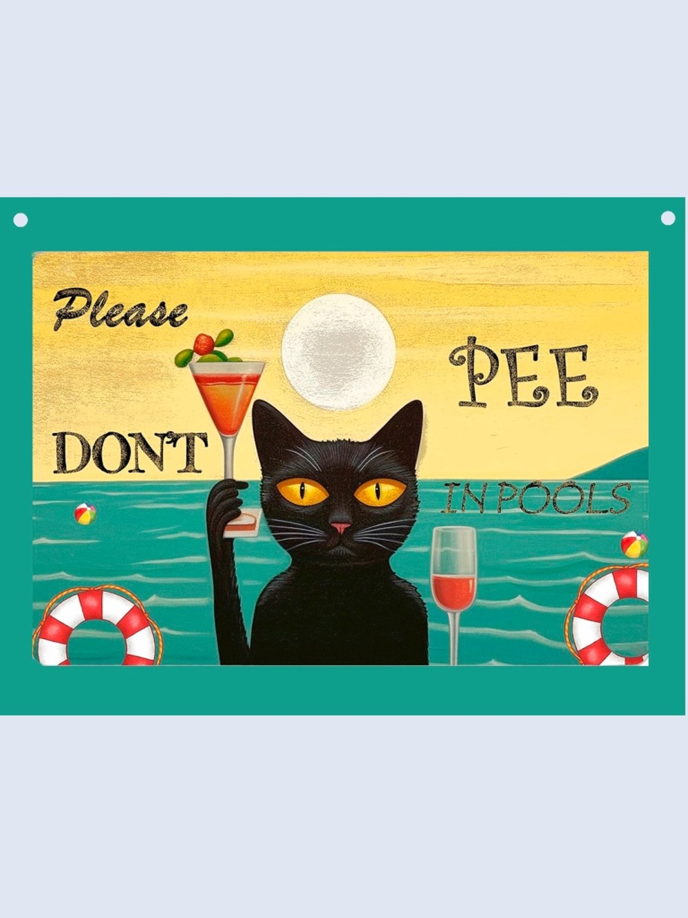 Please Don't Pee In Pools Pool Rules Cat Aluminum Metal Signs Home Decor 8x10